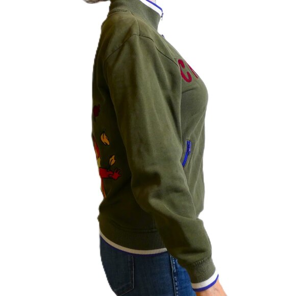 Disney Varsity Jacket Size S Chip & Dale Olive Green Embroidered Rare Hong Kong - Picture 4 of 13